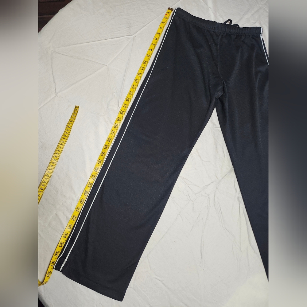 Zena Sport Straight Leg Black Track Pants With White Seam Piping - Size Medium - Picture 6 of 9